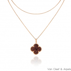 Van Cleef & Arpels Limited Edition Letterwood Magic Alhambra Necklace VCAR03M700